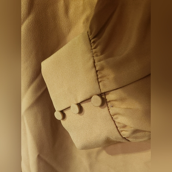 J Crew, Size M Goldenrod Ruffle Front Long Sleeve Satin Crepe Blouse - Picture 3 of 4